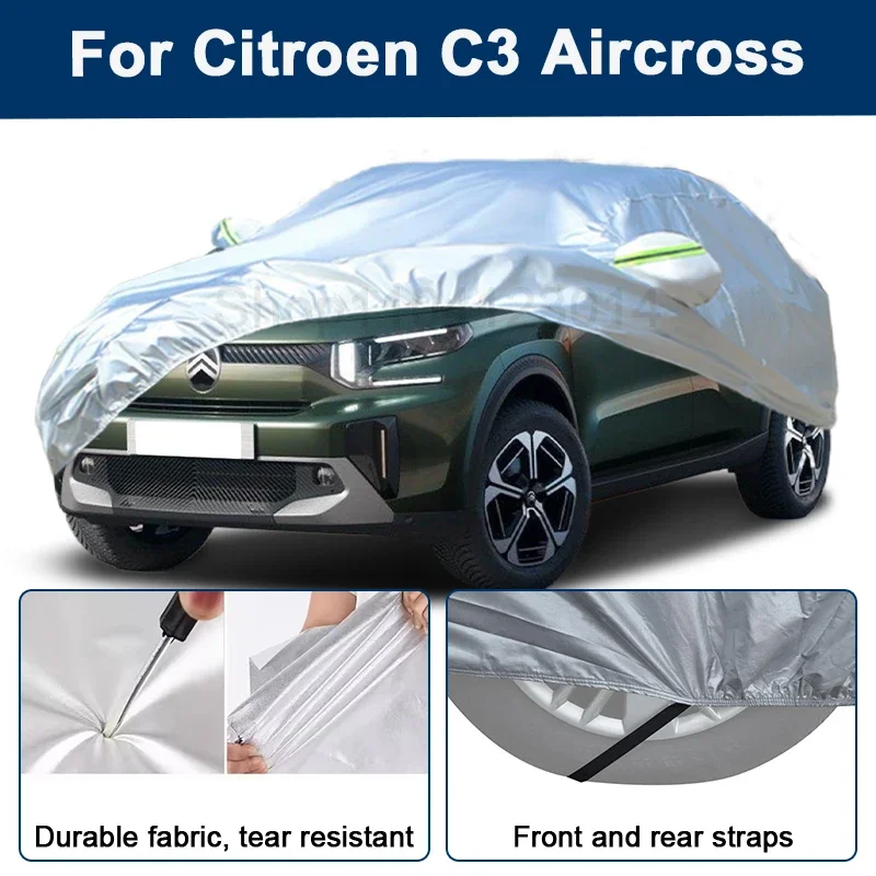 

Outdoor Full Car Cover For Citroen C3 Aircross with Reflective Strips Waterproof Snowproof Dustproof UV Protection Auto Parts