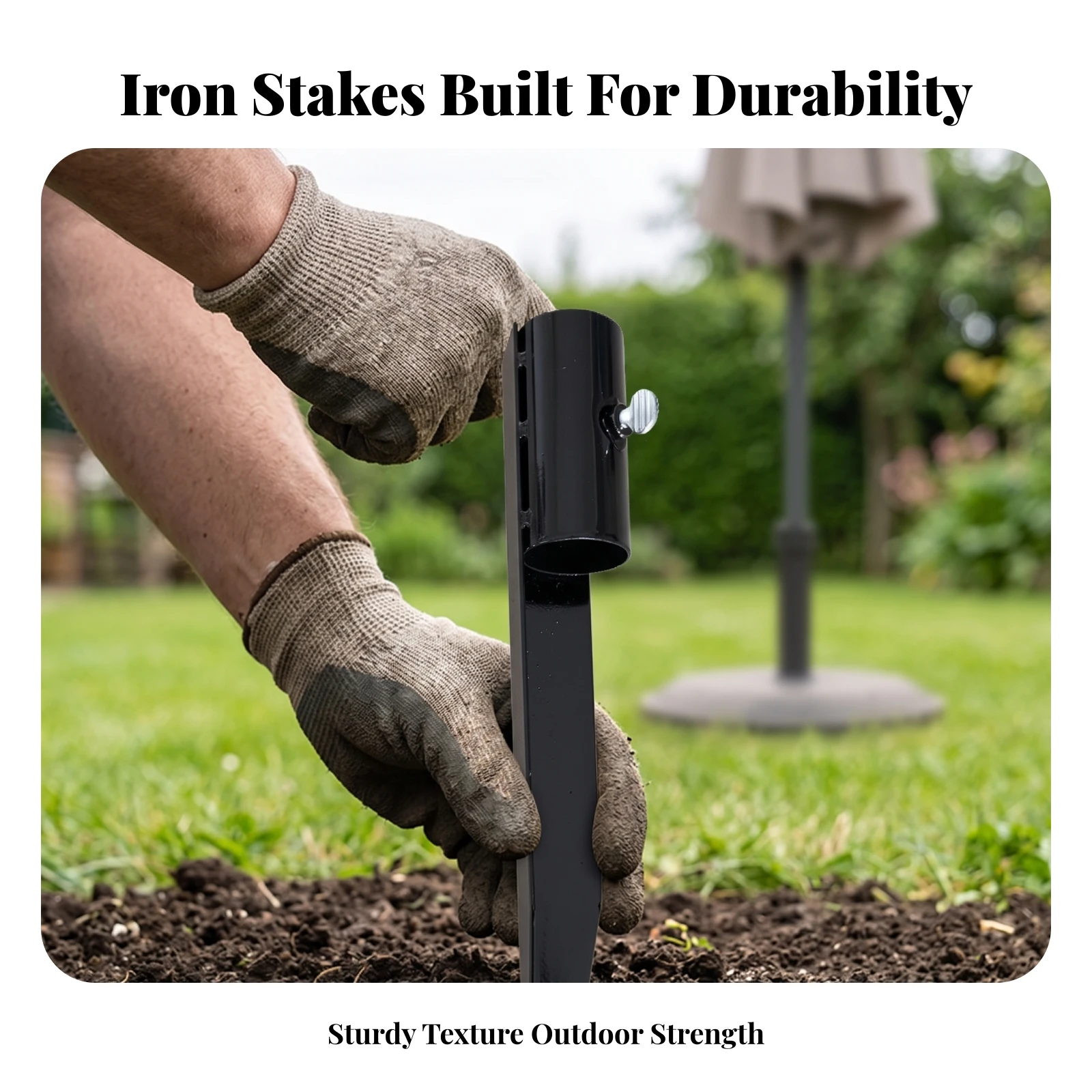 6 Pieces Stake with Tightening Screw Portable Pole Holder Stake Ground Spike Outdoor Anchor Sleeve Easy Installation