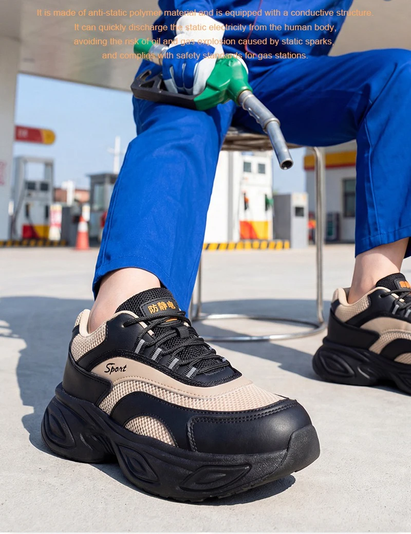 New Ladies Fashion Anti-Static Station Lightweight Wear-Resistant Safety Shoes Comfortable Breathable Work Shoes
