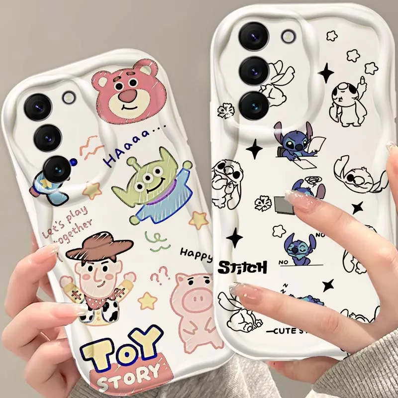 Disney Toy Story Stitch Art Per Samsung Galaxy S25 S24 S23 S22 S21 S20 A16 A55 A05 A07 Ultra Plus FE 5G Onda Olio Cassa Del Telefono