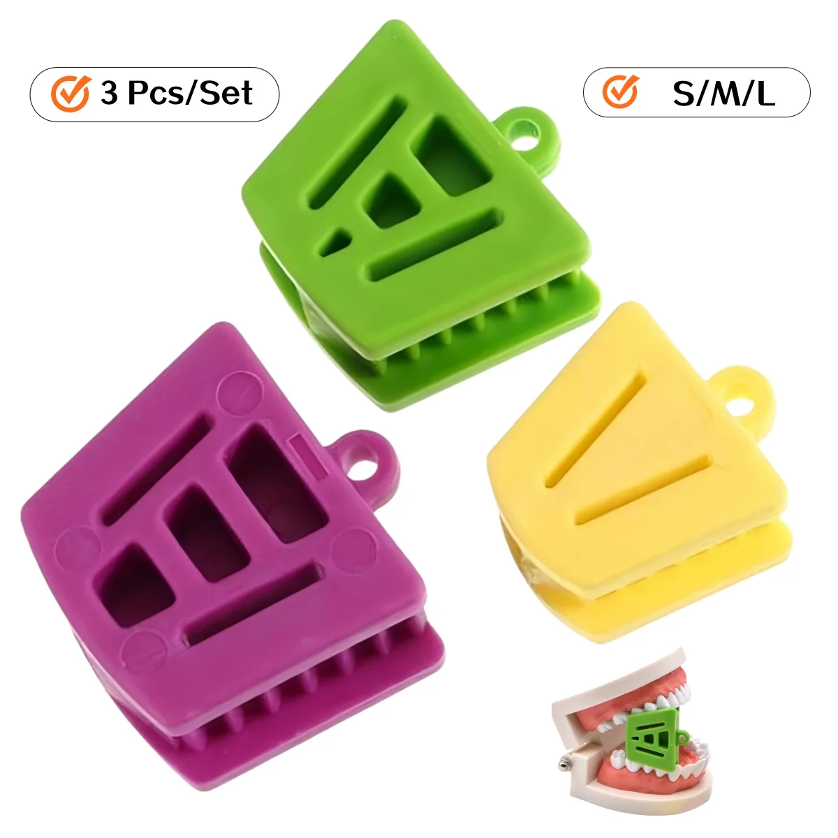 

3pcs/set Dental Occlusal Pad Mouth Opener Rubber Cheek Retractors Oral Mouth Prop Bite Blocks Dentistry Instrument Dentist Tools