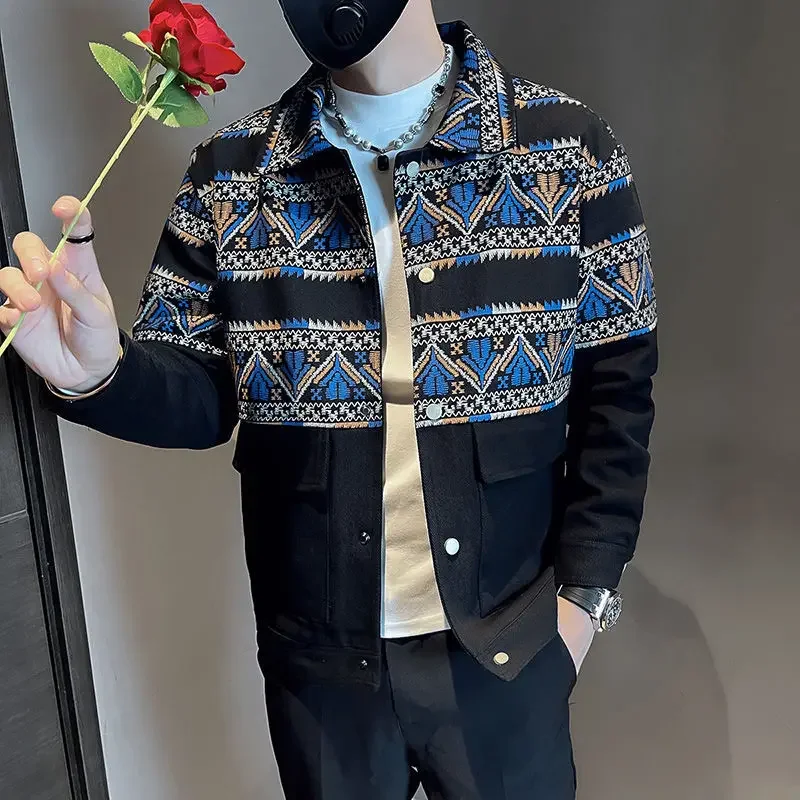 Spleißen Mann Mantel Frühling Herbst Slim Fit Jacke für Männer gedruckt Angebote Luxus Designer billige Kleidung bieten trend ige Harajuku Verkauf