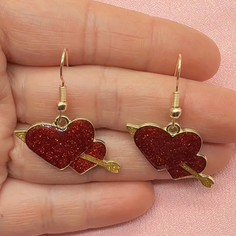 1 pair of alloy Valentine's Day love earrings, women's earrings, the best choice for gifts