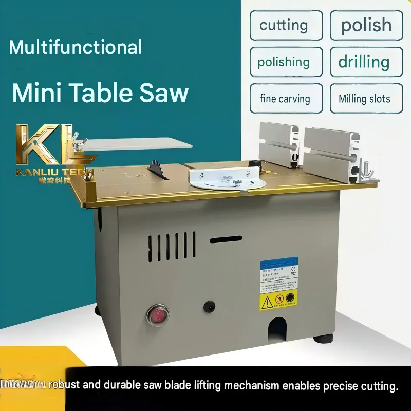 T7 Mini Table Saw Woodworking Cutting Machine 0-180° Angle Fence Blade Lift 7 Speed Inverted Wood Router DC12-24V