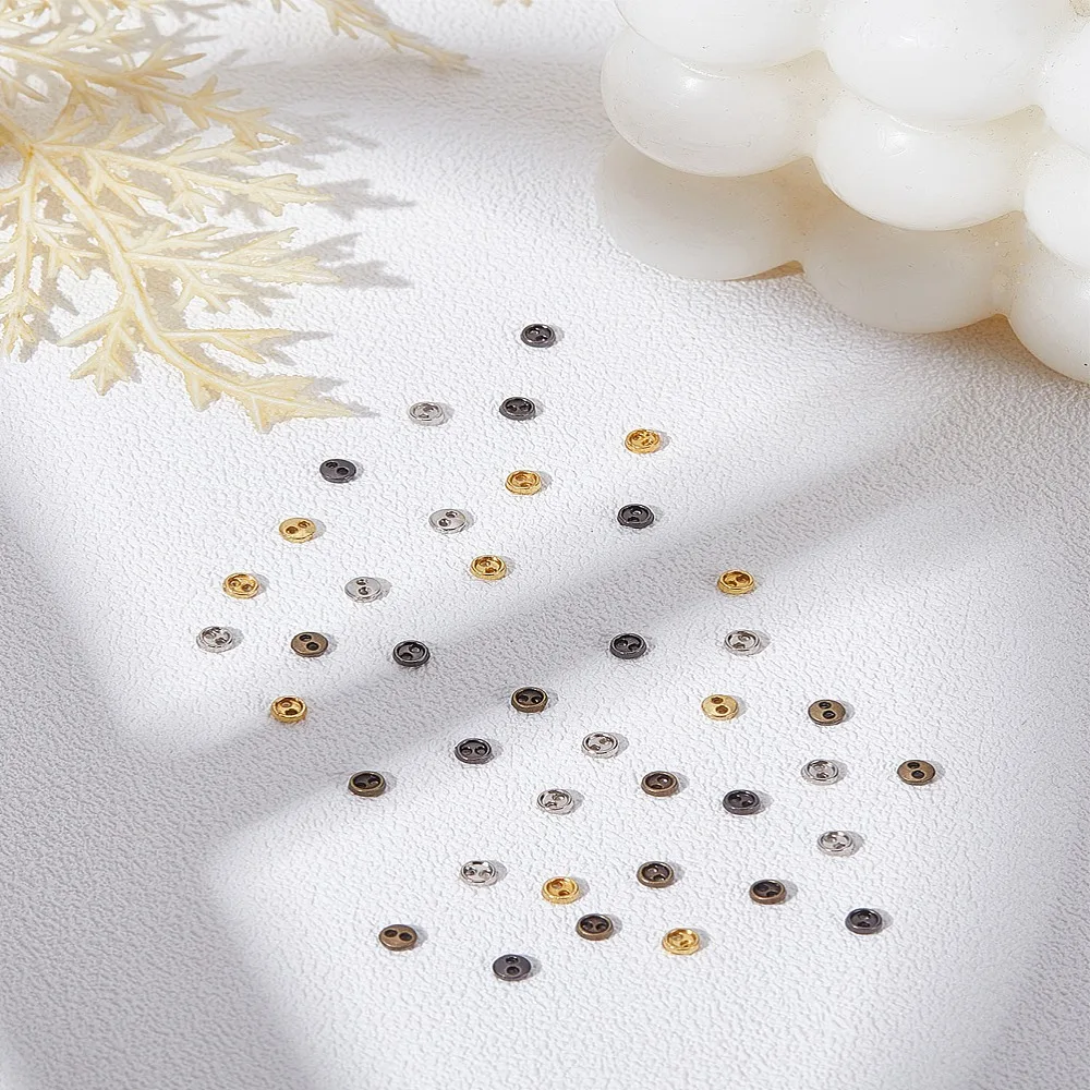 1set 40pcs 4 colors Alloy Mini Buttons 2-Hole Flat Round Cadmium Free  Lead Free Mixed color 3x1mm Hole: 0.7mm 10pcs/color