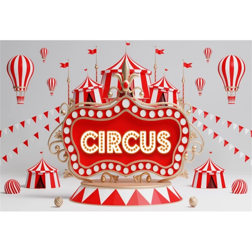السيرك كرنفال التصوير خلفية ، عجلة فيريس خيمة حمراء ، ديكور حفلة عيد ميلاد ، استوديو الصور حديثي الولادة ، AI اللوحة