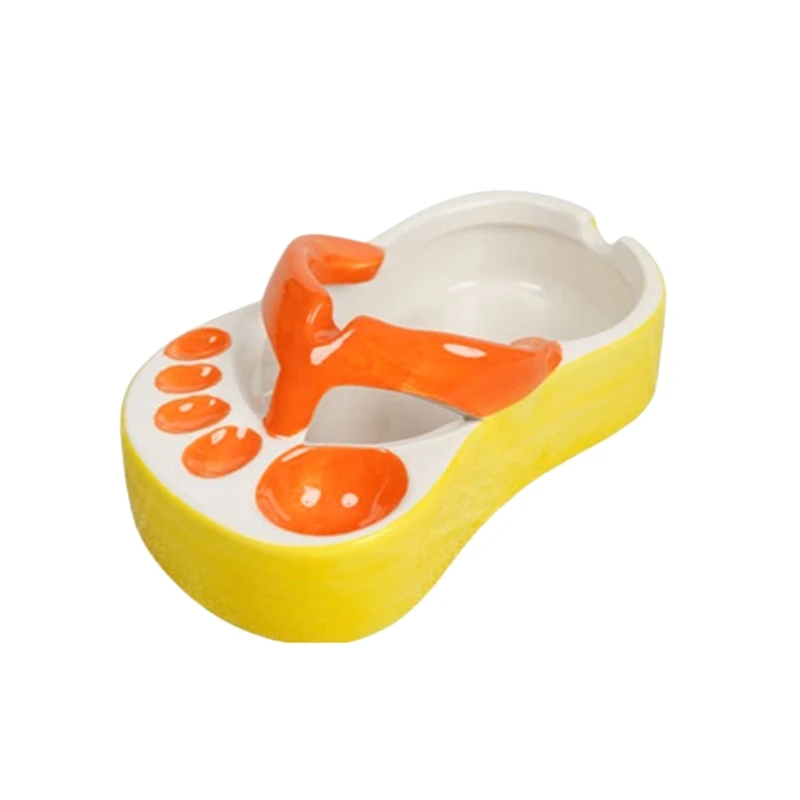 Cute Slipper French Fries Dish Flavorful Tomato Sauce Dipping Dish Cartoon Flip-Flops Plate Ceramic Tray Ashtray,B Well-Made