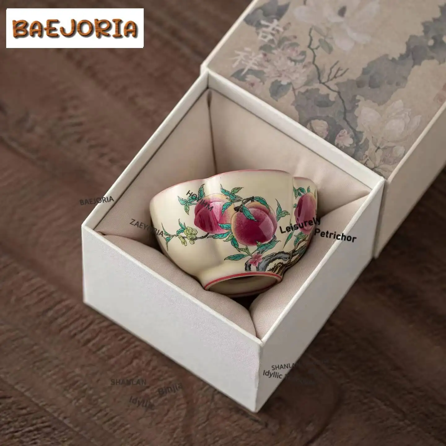 Ru Kiln Ard Jelly Porcelain Nine Peach Sakura Teacup Boutique Tea Bowl Mug Tea-tasting Fragrance Cup Jianzhan Master Cups Craft