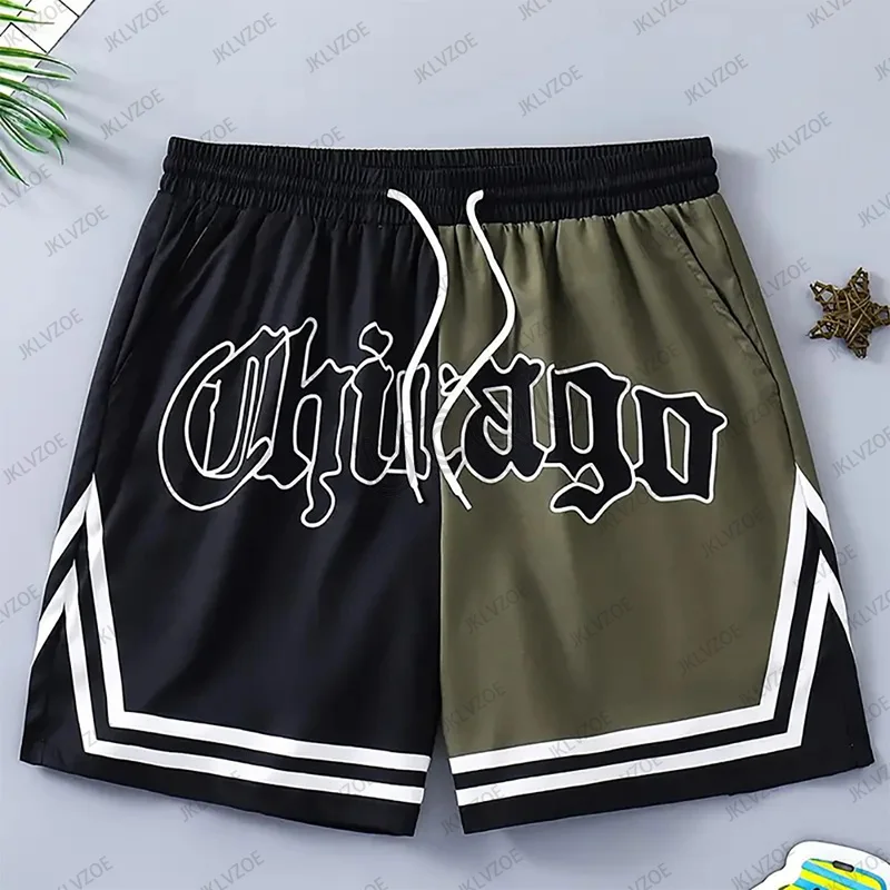 

Новые летние женские и мужские спортивные шорты для фитнеса с принтом Чикаго, повседневные быстросохнущие шорты для баскетбола и тренировок для бега
