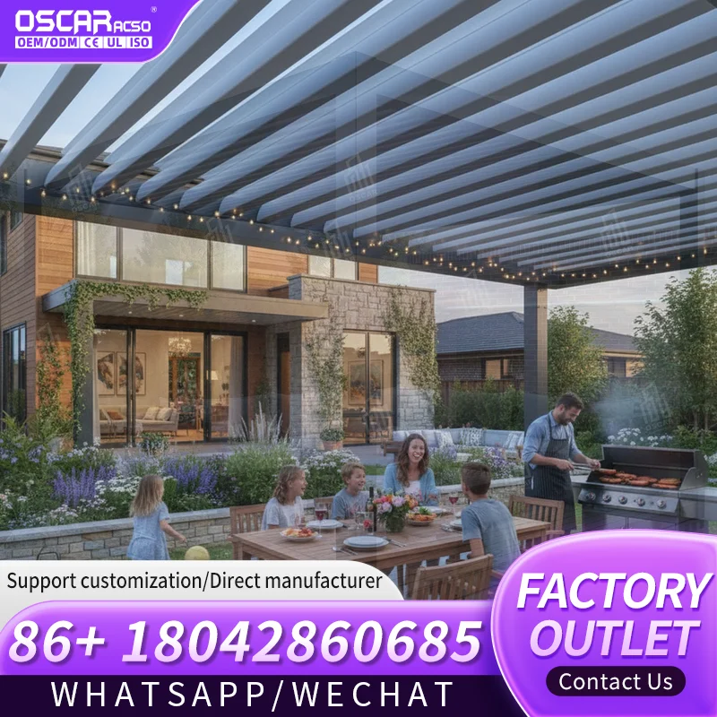 Modern Outdoor Adjustable Louvre Roof Pergola Gazebo Used for Garden Patio Backyard Pergola