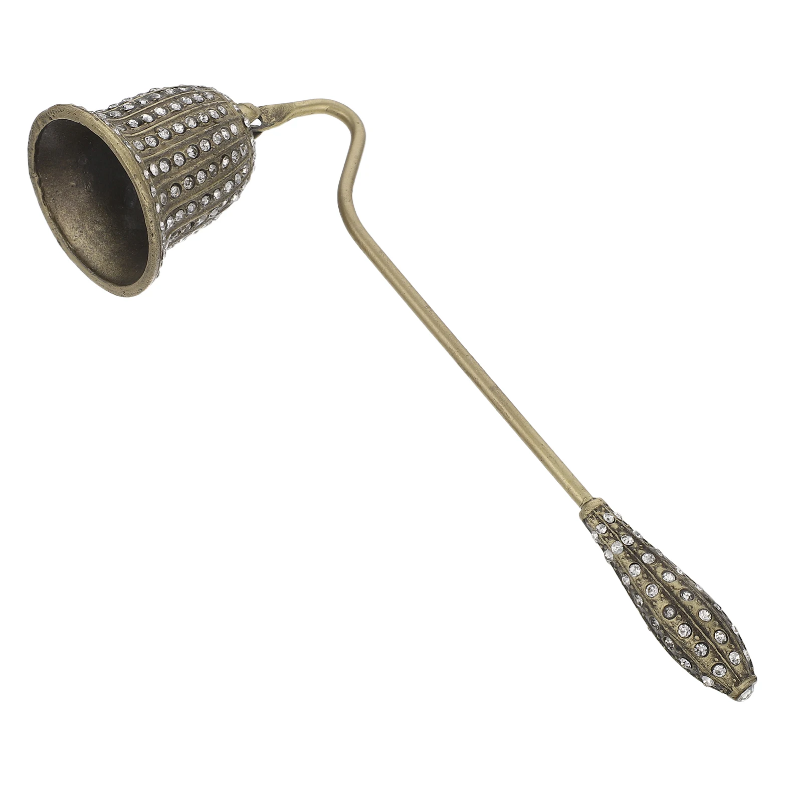 

Vintage Rhinestone Snuffer Metal Long Handle Wick Extinguisher Tool Safe Flame Out Accessory Decor
