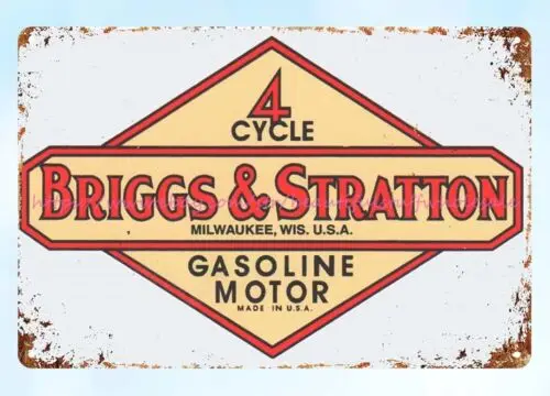 cool garage signs 1940s BRIGGS & STRATTON gasoline motor 4 cycle metal tin sign