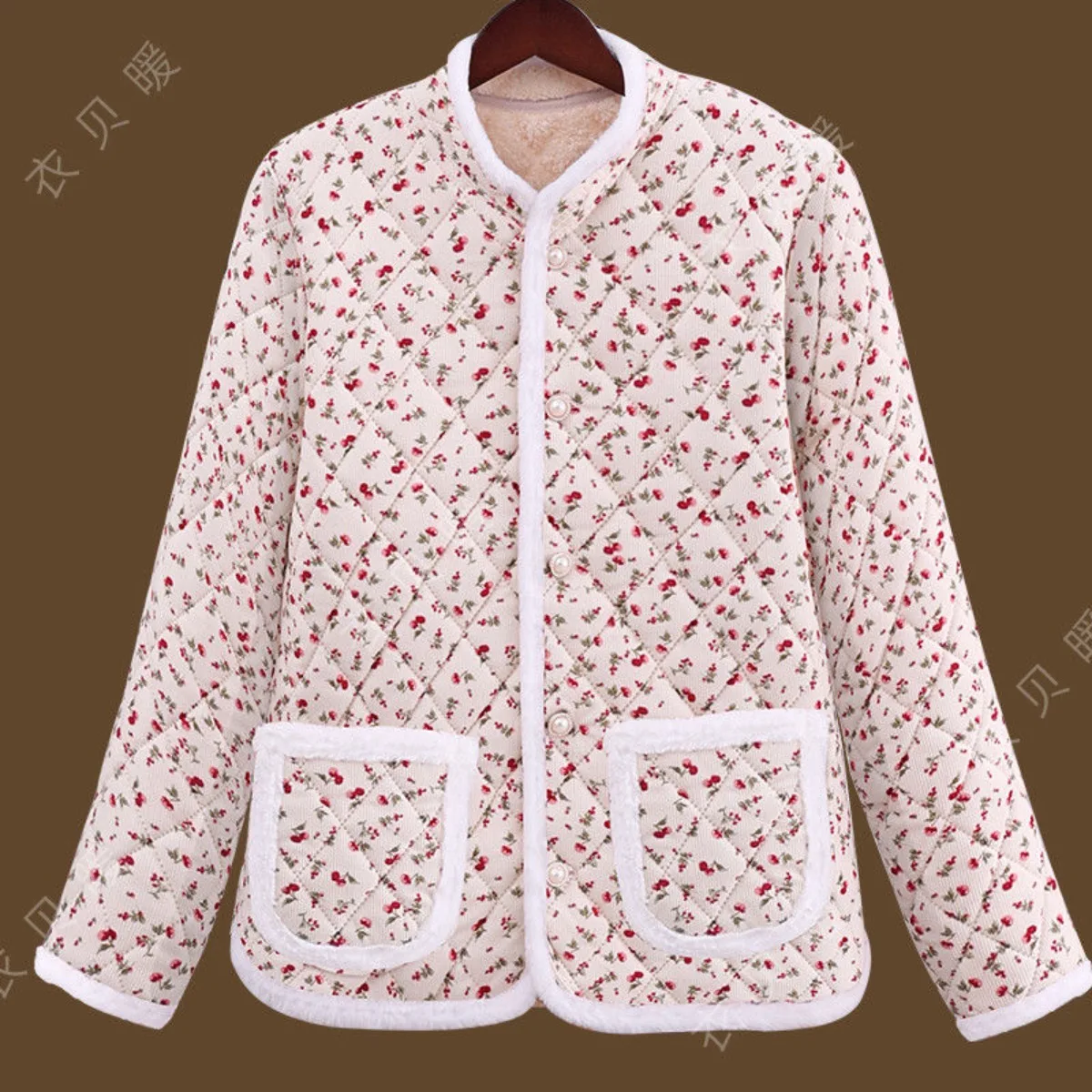 

Женская зимняя куртка серии Chino с цветочным принтом, короткий костюм Тан, пальто в стиле | Китайский новогодний наряд для птиц