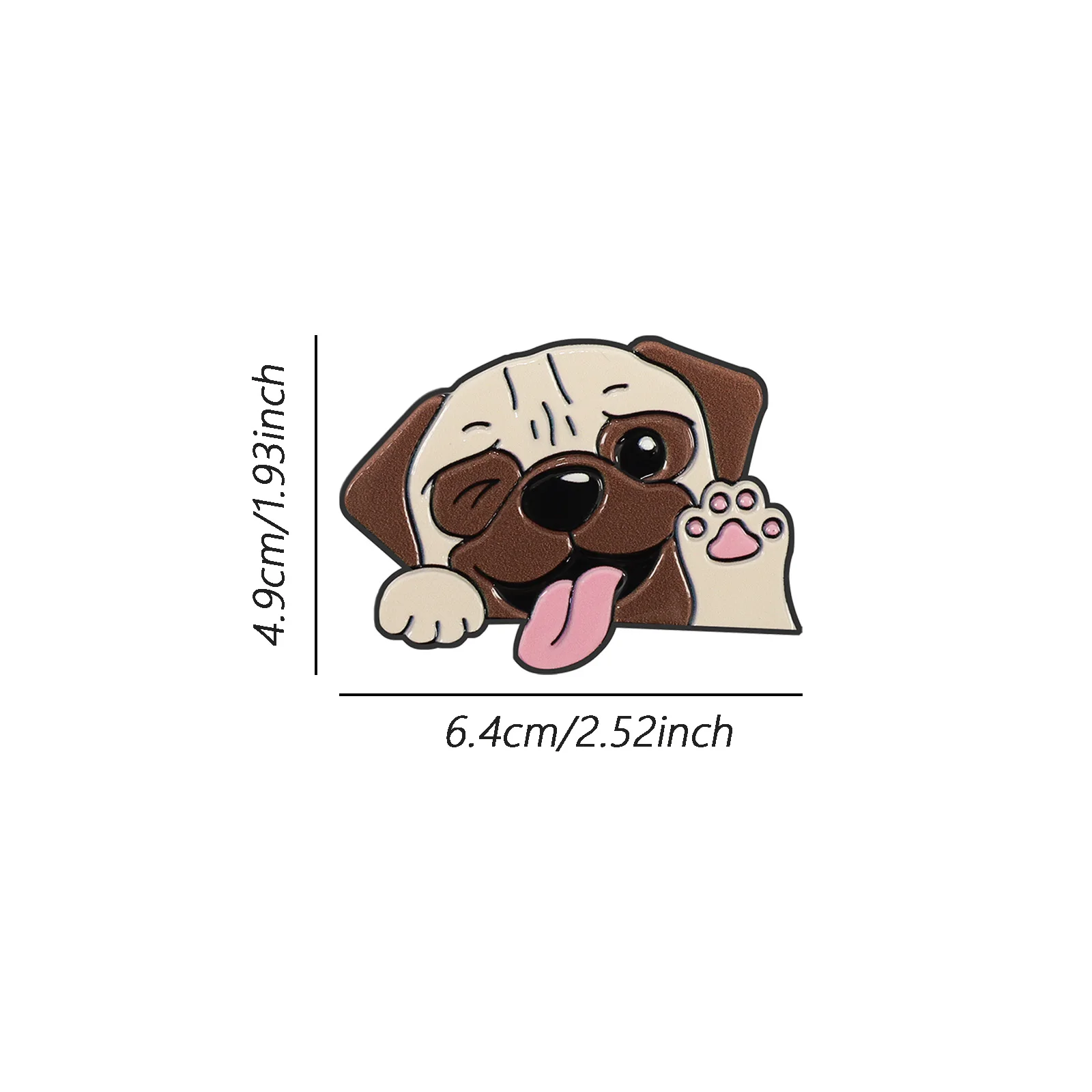 1pcs 3D WAVING WINK PUG Emblem, Decorative Items. Suitable for Decorating the Rear Side of Cars, Trucks, and SUV, Waterproof