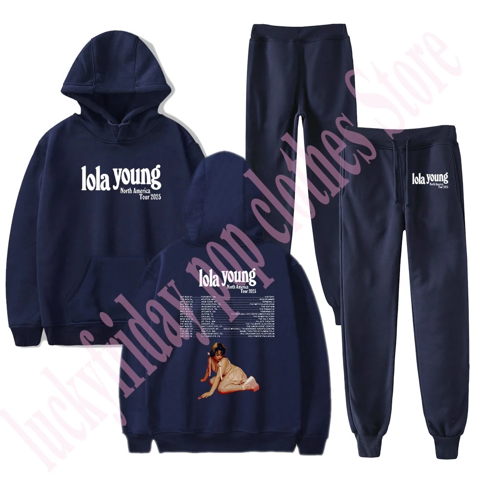 Lola Young Tour 2025 Merch Conjunto de sudaderas con capucha y sudaderas con estampado pop Ropa de calle informal unisex