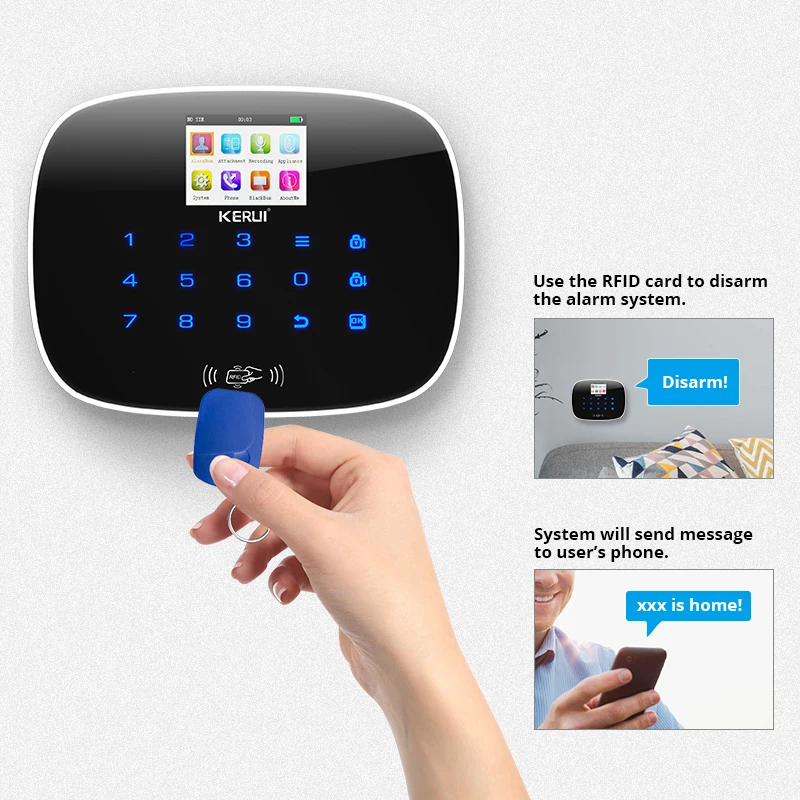 KERUI G193 2G/3G GSM Alarm System Wireless Home Appliance Touch Keypad APP Remote Control Motion Sensor Detector