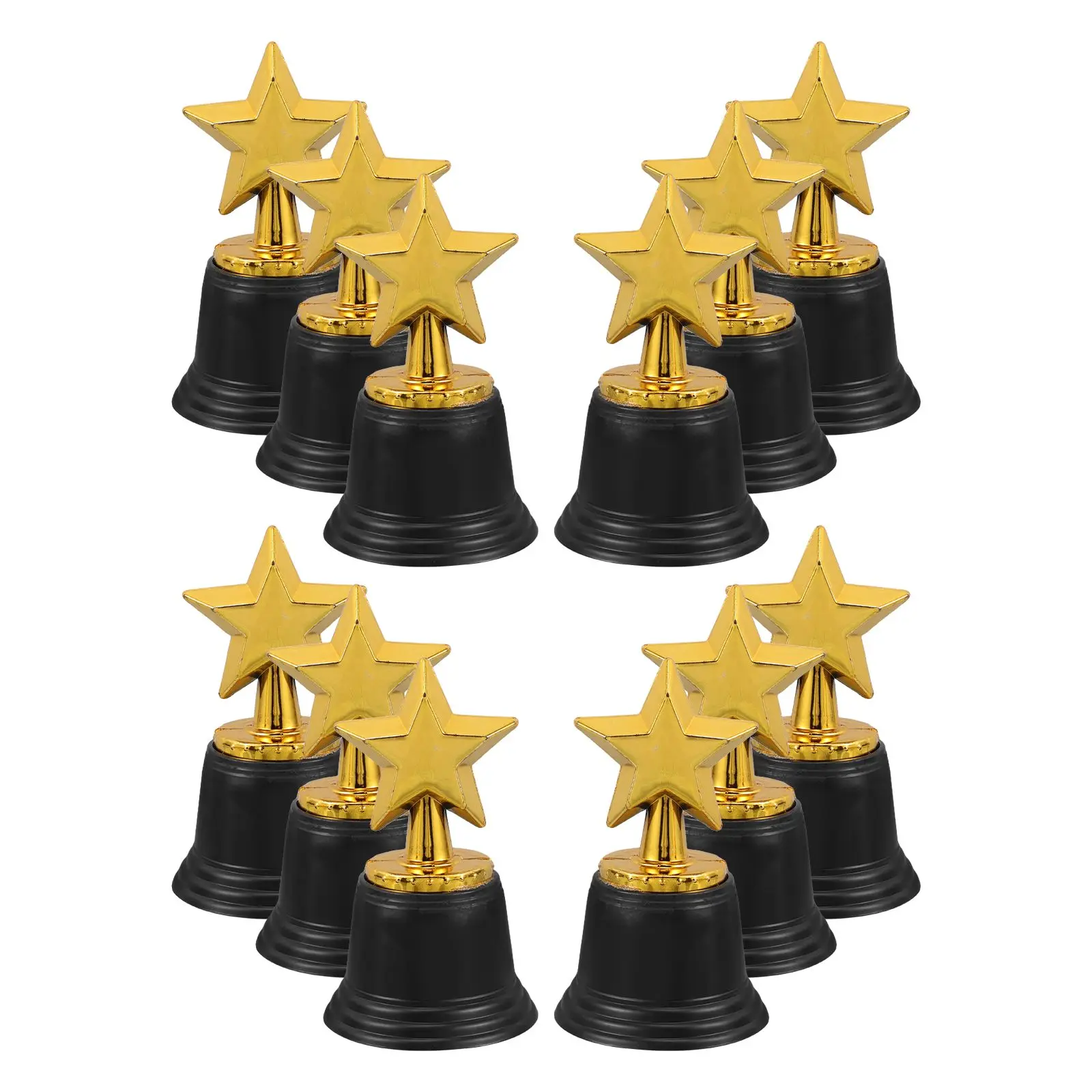 

12 Pcs Award Trophies Mini Golden Party Favors Kids Ceremony Prizes Game Medals Plastic Star Award Trophy Base Souvenir