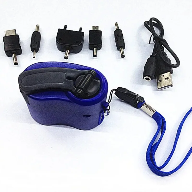 SURVIVAL DYNAMO HAND CRANK pengisi daya ponsel USB darurat dengan LED merah