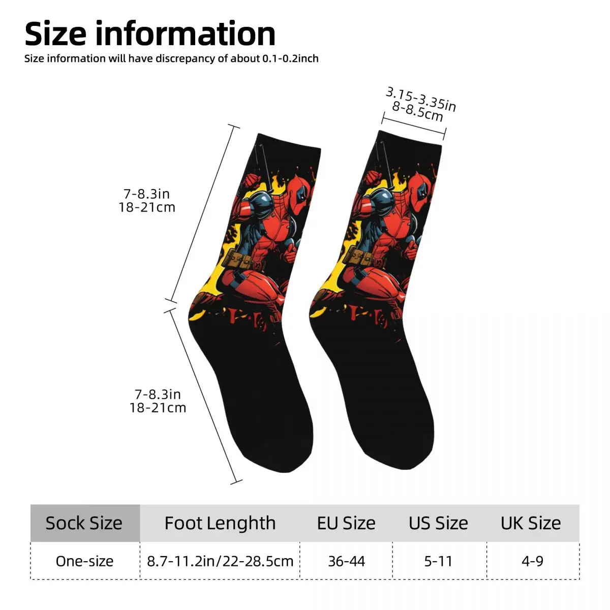 Crazy compression Popular Movies Sock for Men Harajuku Deadpool & Wolverine Seamless Pattern Crew Sock Novelty