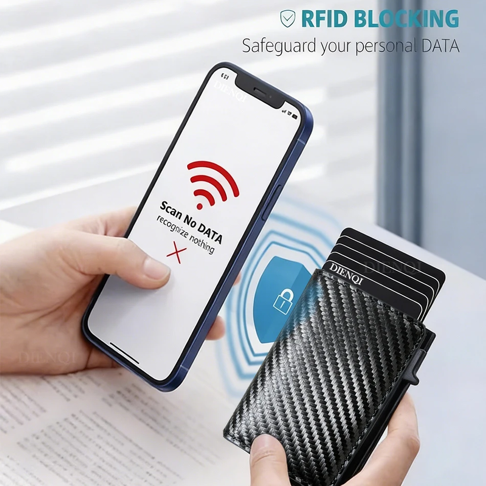 Minimalistisches Schlankes Portemonnaie Anti-RFID PU-Leder Pop-Up-Kartenhalter Kreditkartenetui Dreifach-Geldbörse Kartenetuis für Männer und Frauen – Detail 3