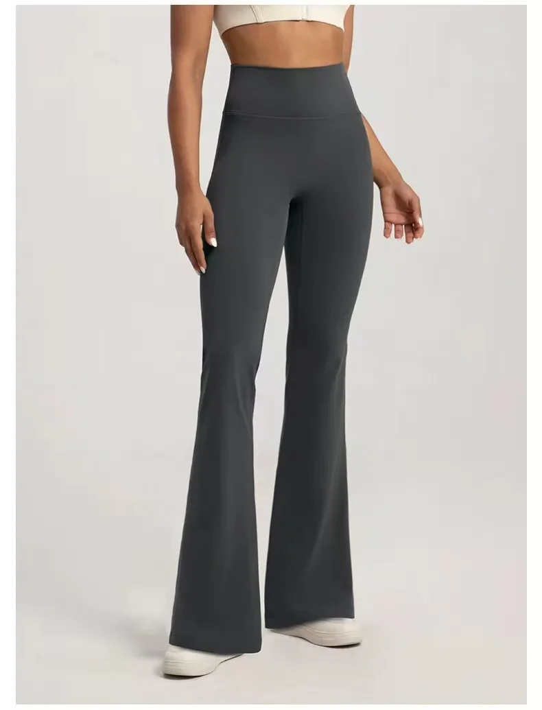 Nackt-Optik, hohe Taille, taillenbetont, hüfthebend, Fitness-Übung, elastische Schlaghose, Damen, lässige Outdoor-Lauf-Yoga-Hose – Detail 6
