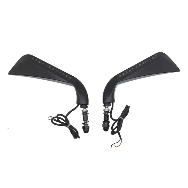 Steady Motorcycle Sickle Rearview Side Mirror With LED Turn Signal Light For Dyna Fatboy Softail Sportster