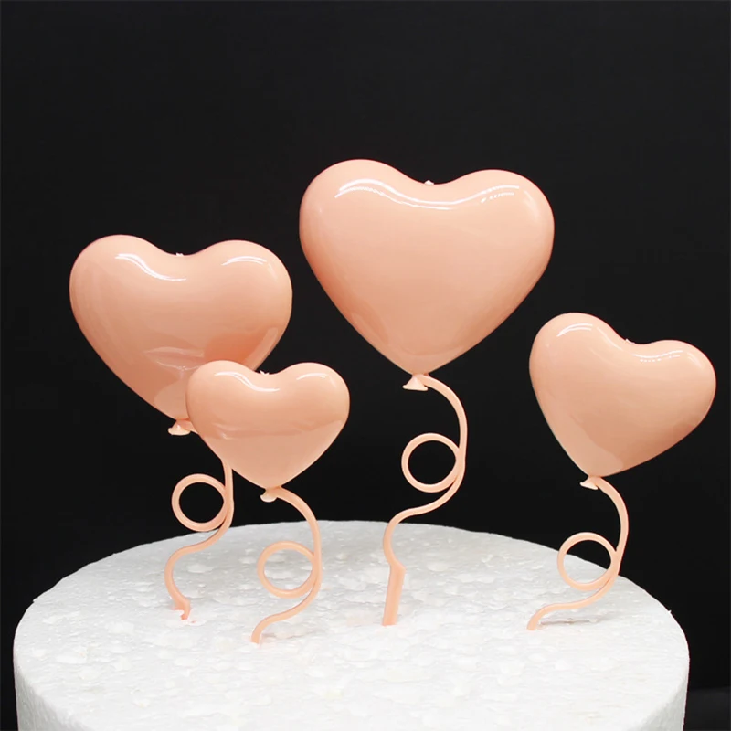 Heart shaped plastic cake topper Heart shaped balloon style cake decoration Valentine's day wedding birthday party Supplies