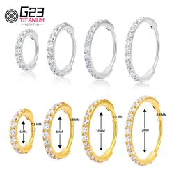 1/10pcs G23 Titanium Nose Ear Piercing Classic Round 5A Zircon Hoops Hinged Ear Tragus Cartilage Septum Body Jewelry