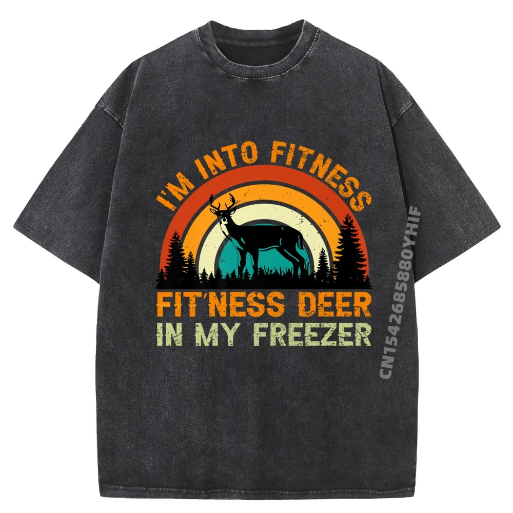 

I im Into Fitness Fit'Ness Tops & Tees Female T-shirts Men Crazy T-Shirt Retro Washed Clothes Latest Printed Tees