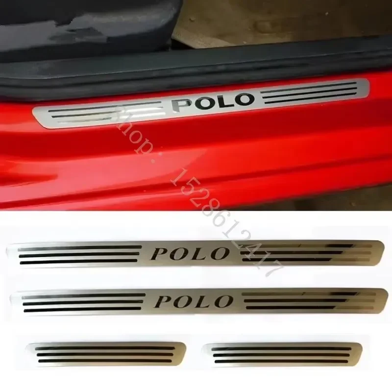 For VW Volkswagen Polo 2011 2012 2013~2020 car Accessories Door sill scuff plates thresholds protector Stickers Welcome Pedal