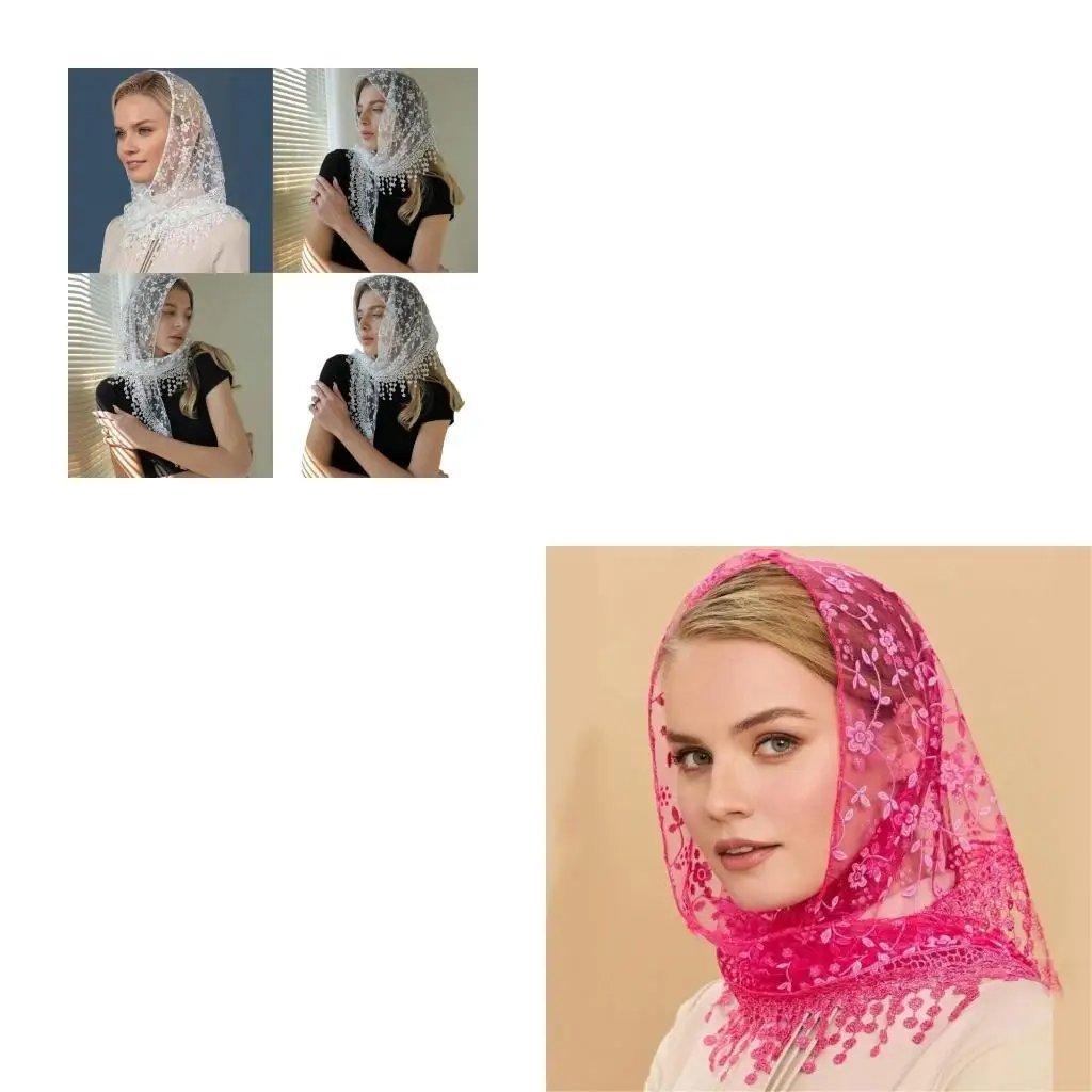 

Прозрачная кружевная шаль с цветочным рисунком, головной платок для фотографий, повязка на голову для модных молодежных женщин