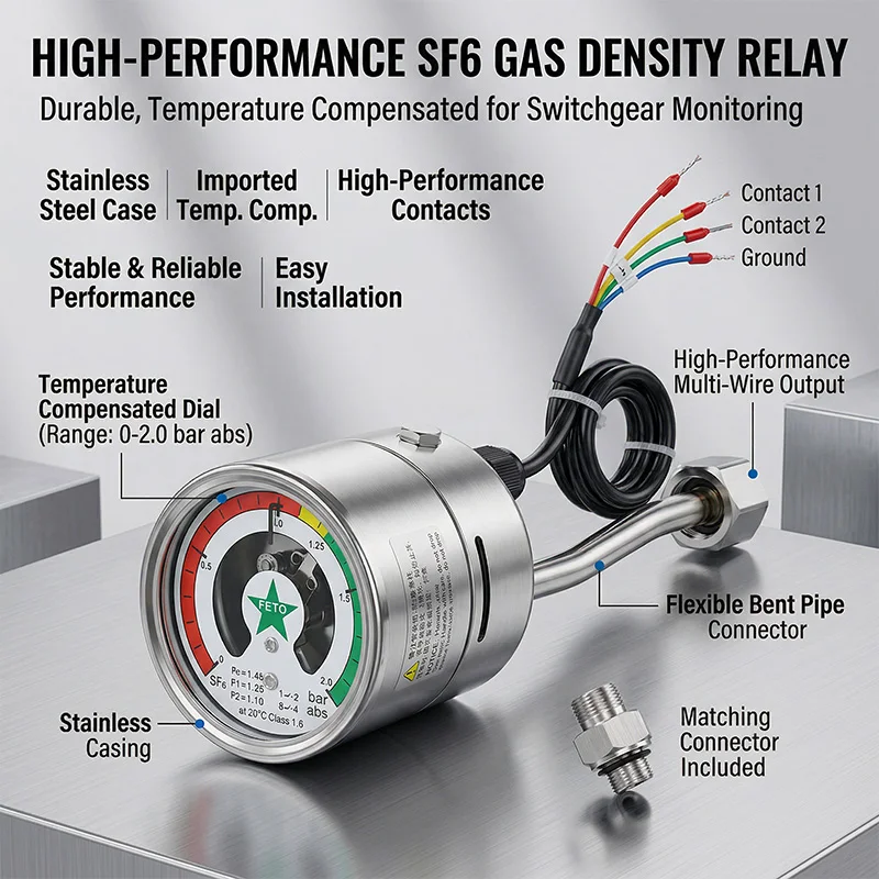 Y60 SF6 Gas Density Gauge, SF6 Density Monitor for Ring Main Unit RMU and Switchgear Indoor Outdoor Use