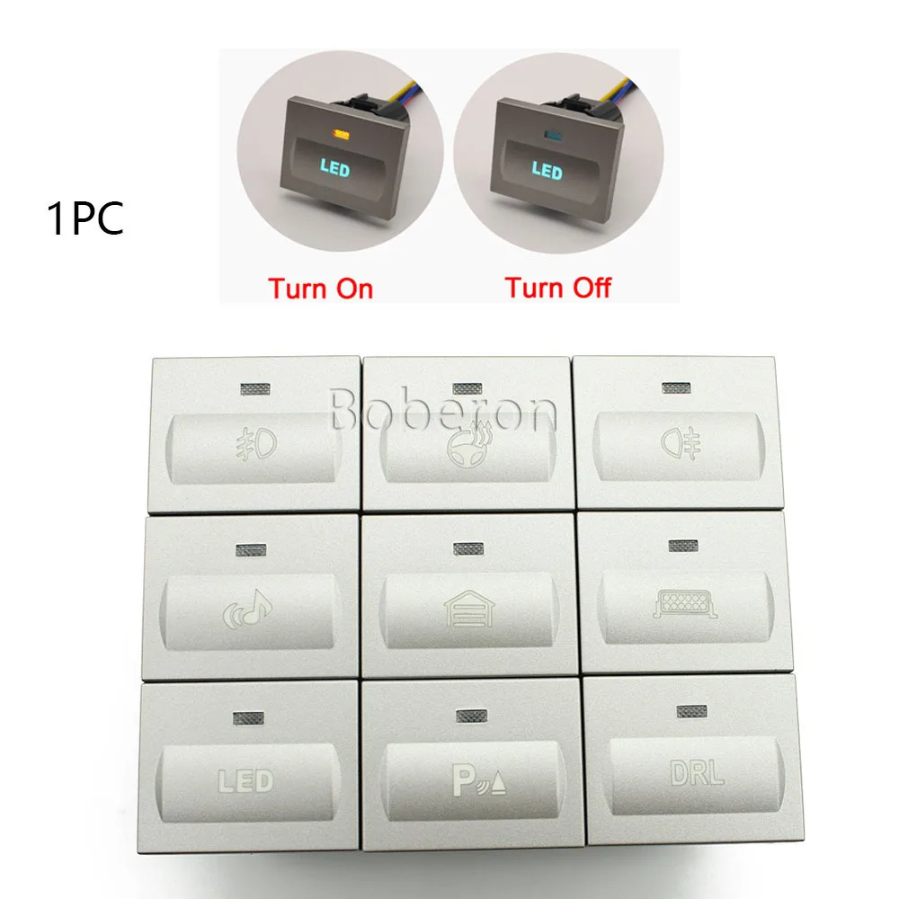 Luz LED plateada para coche, lámpara antiniebla DRL, foco, botón de interruptor de garaje con cable para Ford Focus 2 2004-2010 mk2 Transit, 1 ud.