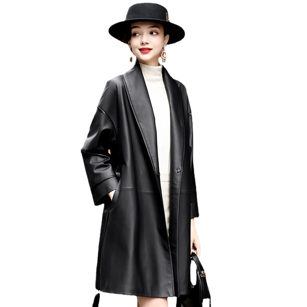 

Genuine Sheepskin Leather Suede Coat Spring Summer Women Outerwear Overcoat LF2335BM