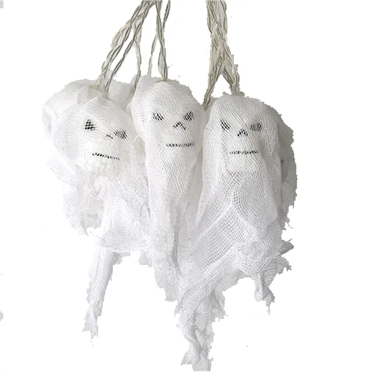 Halloween Nieuw Product Schedel Hoofd Lantaarn String Horror Gaas Spookhoofd Horror Sfeer Decoratie Kleurrijke Lantaarn