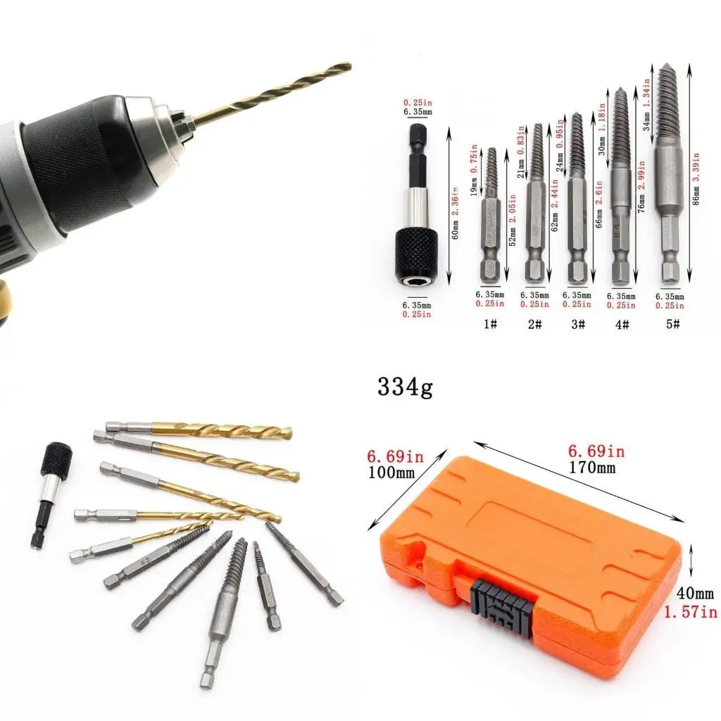

Y1UD Damaged Screw Extractor Disassemble Screws Bolt Slip Teeth Demolish Stripped Twist Drill Bit Remover Tool