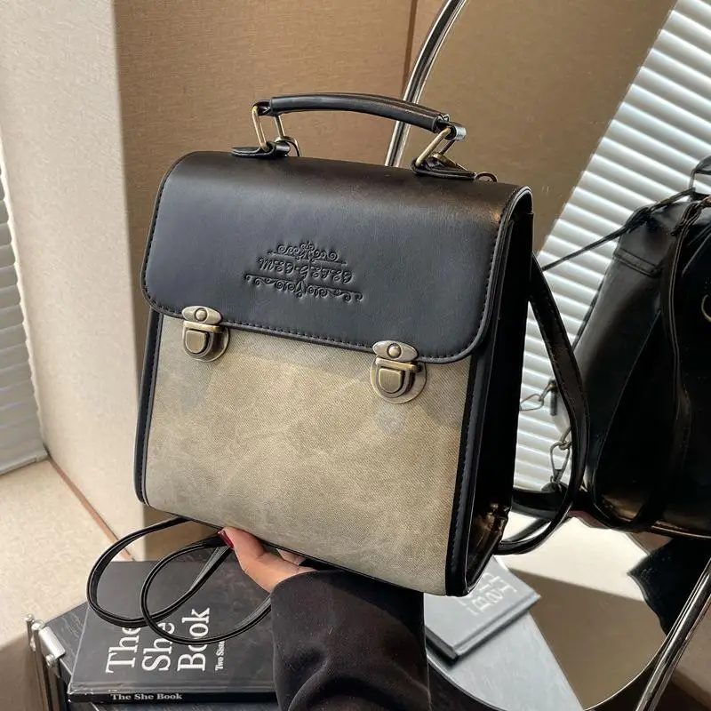 

Japanese Retro Versatile Handbag Women's Bag 2024 New Autumn and Winter Solid Color Student Class Backpack RD2151