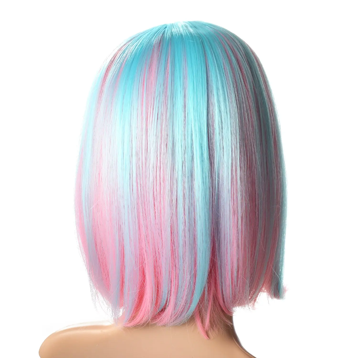 Wig sintetik Bob pendek Ombre Multi Warna panjang bahu Wig tahan panas sintetik