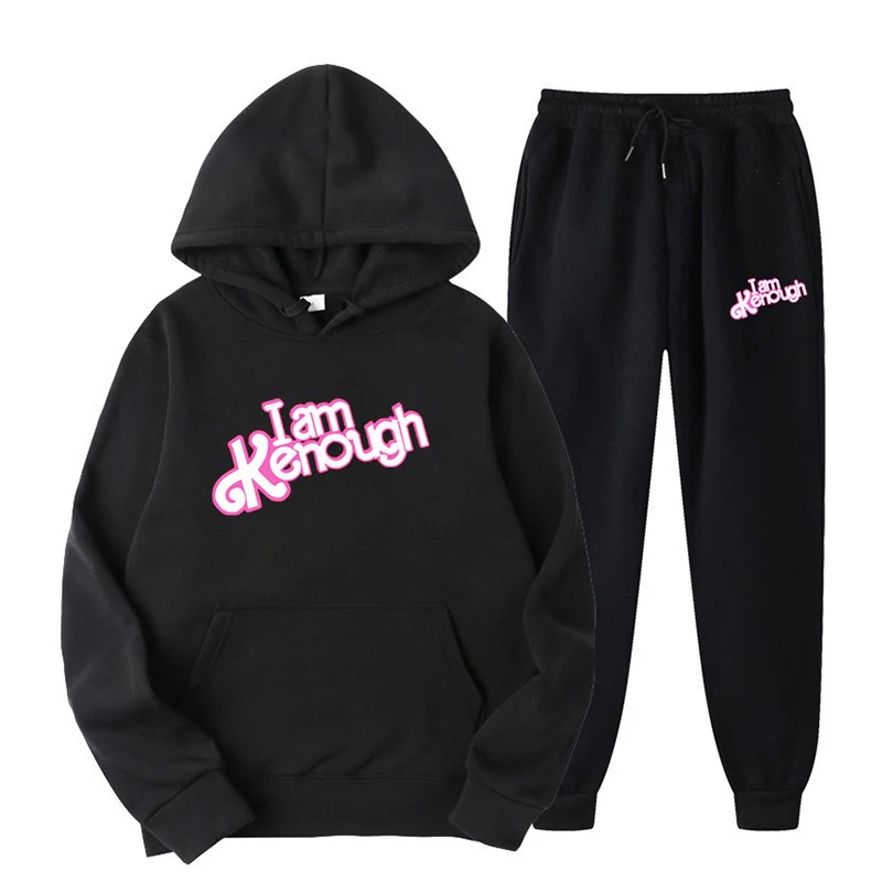 I Am Kenough Hoodies + Pants 2 Pieces Set Men Fashion Casual Sweatshirt Suit Women Harajuku Outdoor Sportwear Pullover Oversized