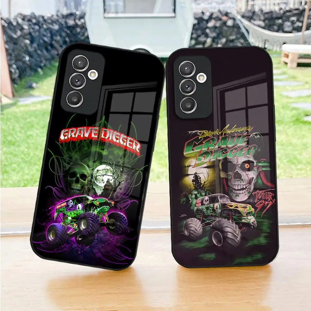 Grave Digger Monster Truck Phone Case For S24 Ultra Samsung S23 Fe S22 S20 S21 Plus A16 A54 A34 A24 A53 Note 20 Glass Cover