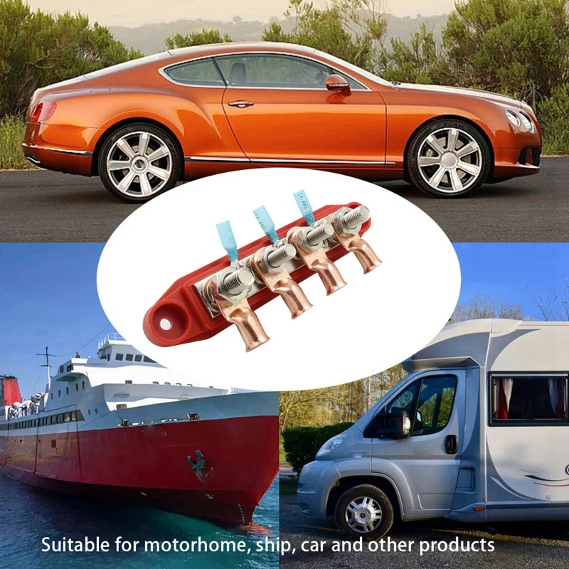 Scatola per sbarre collettrici 250A Specifiche integrate Scatola per cavi per sbarre collettrici di corrente Scatola di alimentazione Pezzi di ricambio per camper Yacht Auto Rosso