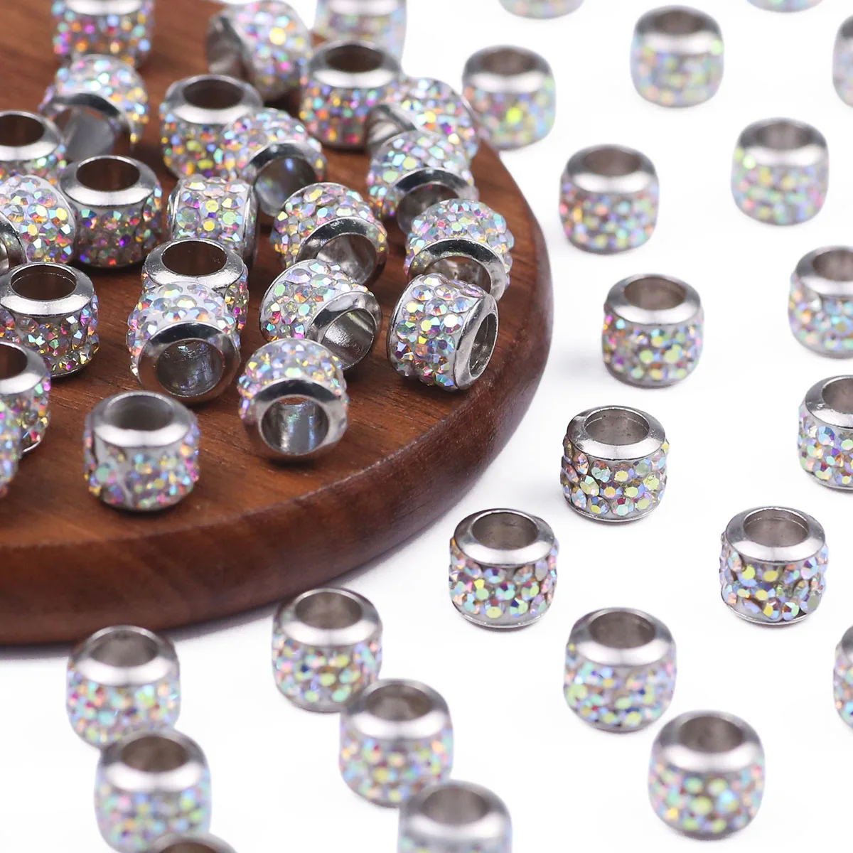 9x7mm Glass Cylinder Beads with Large Holes in AB Color Diamond Finish Handmade DIY Jewelry Making Beaded Accessories