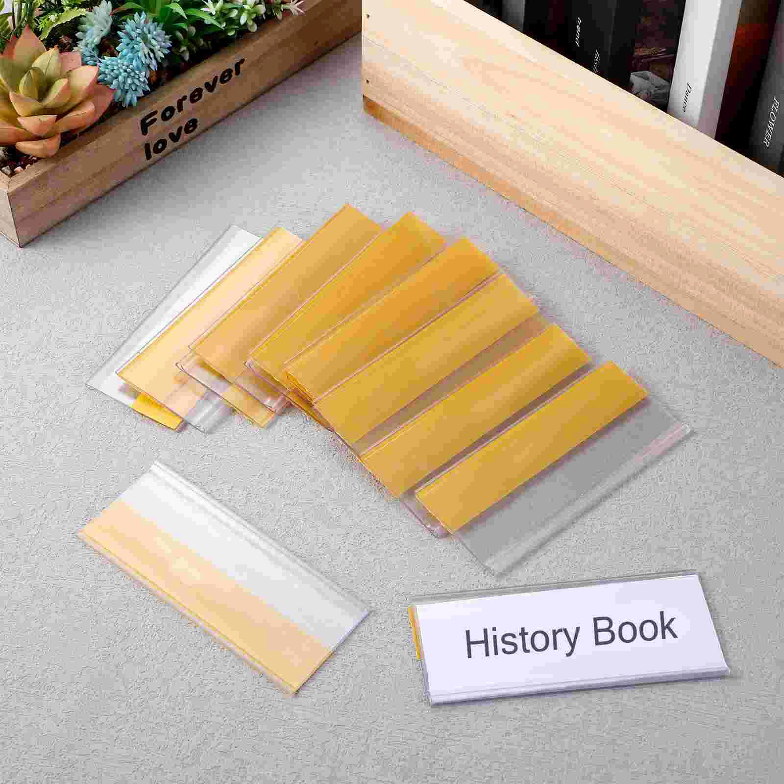 50pcs PVC Price Tag Holders Clear Label Sign Display Shelf Card Stickers Jewel Tags Retail Store Mall Adhesive Holder ganizers