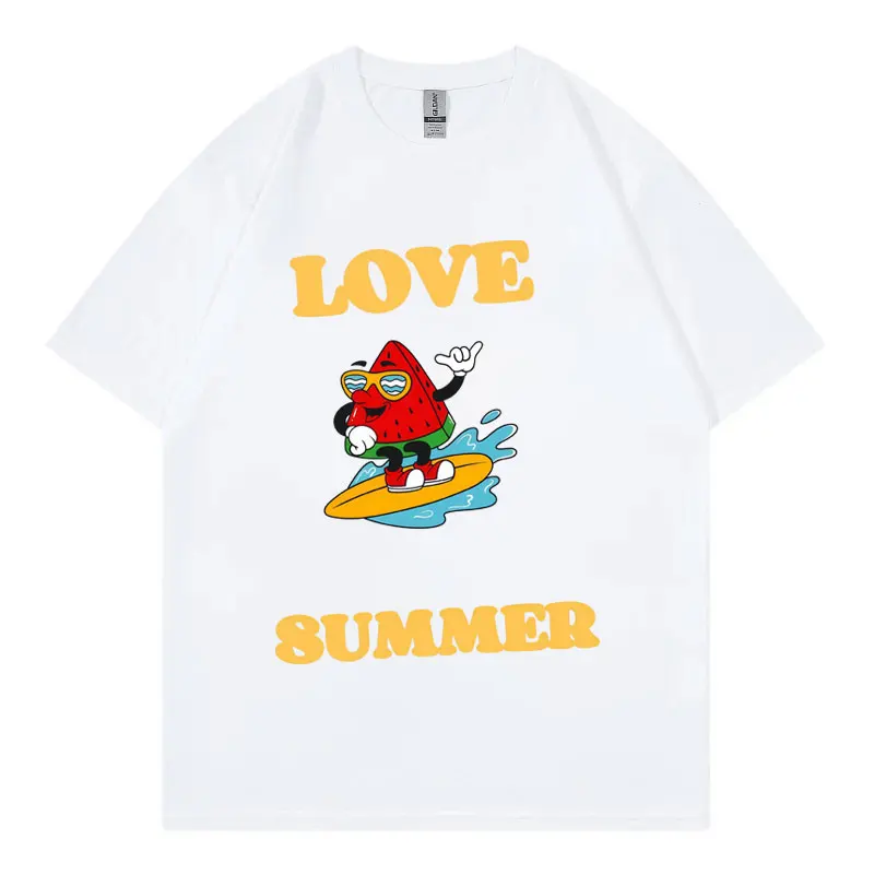 

2025 Hot Sale I Love Summer Funny T-shirt Men's Women Clothing Fashion Y2k Oversized T Shirt Summer Casual Short Sleeve T-shirts