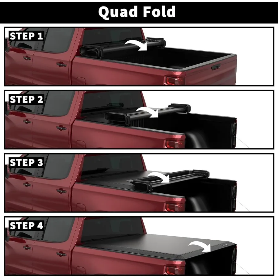 غطاء تونيو لسرير الشاحنة رباعي الطي ناعم لـ 20092014 F150 Styleside 6.5FT 79 بوصة تصميم 4 أضعاف مع سهولة التركيب والطقس