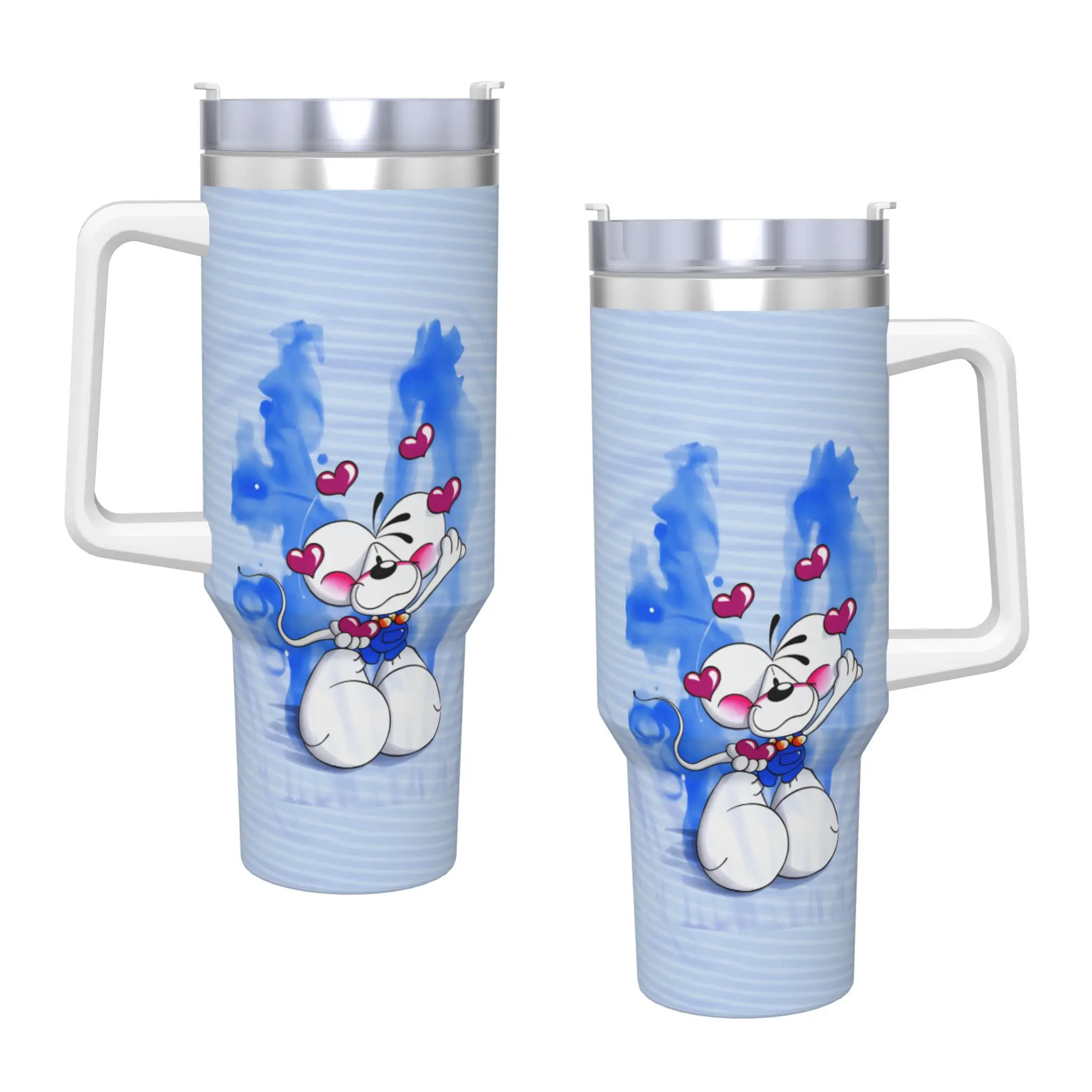 Diddl Cartoon Sleep (6) Stainless Steel Tumbler  Travel Thermal Mug With Straws and Lid 40oz Mugs Cup Hot Drinks Water Bottle