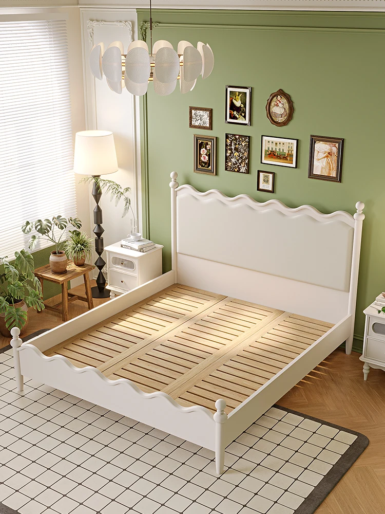 Picture 5: LTT French retro matte fabric soft bag white solid wood bed bedroom American double bed