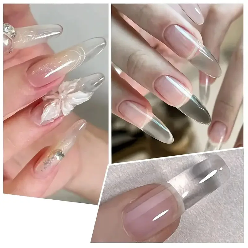 LILYCUTE 15ml Trasparente Bianco Latteo Estensione Gel Per Unghie Set Glitter Gel Acrilico UV LED Gel Duro Unghie Artistiche Soak Off Per Dito Prolungare