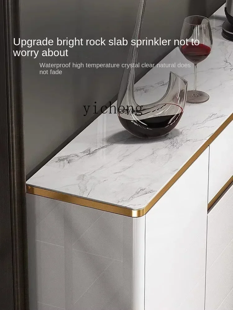 b11- modern simple ultra-thin rock slab countertop, living room against the wall, tea cabinet, narrow storage cabinet