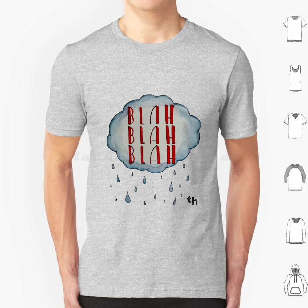Spring And T Shirt Cotton Men Women DIY Print Spring Cloud Rain Blah Tally Hall Watercolor Drop Handwriting Cute Lyrics Band